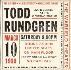 Todd Rundgren - Live At The Warfield - 10th March 1990 - 2CD - Kliknutím na obrázek zavřete